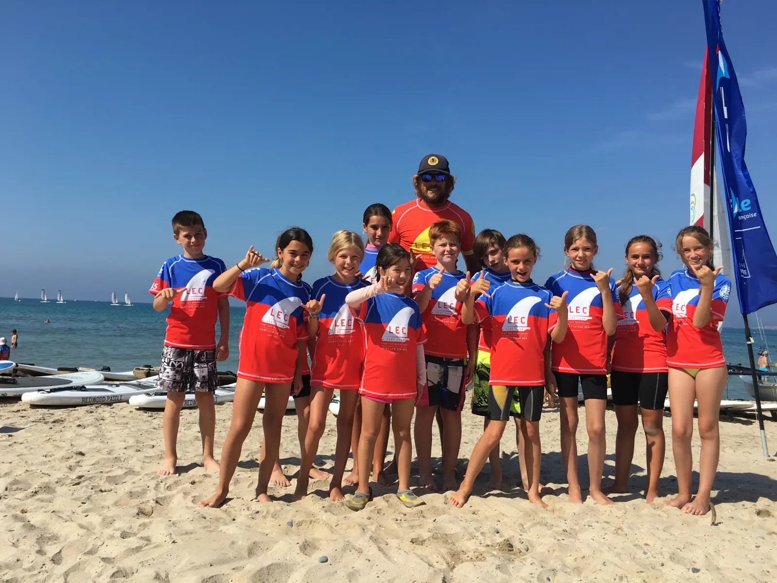 Groupe de stage sur la plage des Lecques